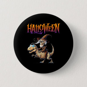 Halloween T-rex Skeleton Ride  6 Cm Round Badge