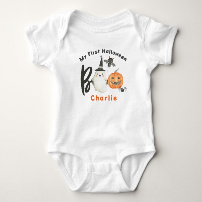 Halloween T-shirt-Boo-Spooky-First Halloween Baby Bodysuit (Front)
