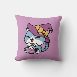 Halloween Tabby Cat – Witch Hat & Potion Art Cushion