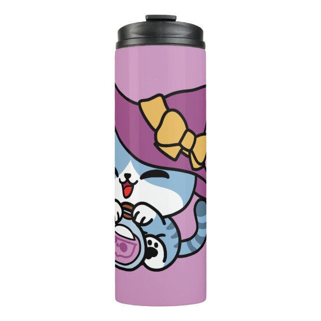 Halloween Tabby Cat – Witch Hat & Potion Art Thermal Tumbler (Front)