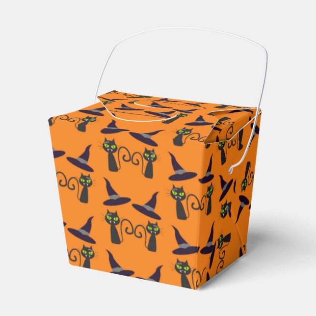 Halloween Take Out Favour Box - Cats & Hats (Front Side)