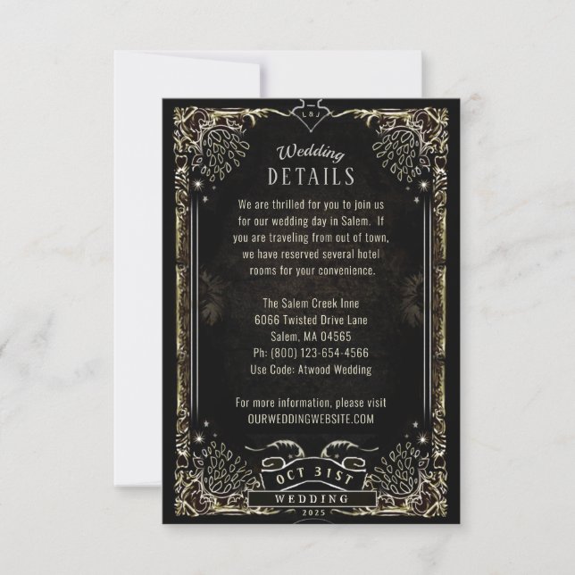 Halloween Tarot Matching Wedding Details Card (Front)