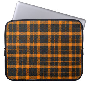Halloween Tartan plaid. Scottish pattern in orange Laptop Sleeve