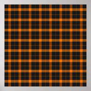 Halloween Tartan plaid. Scottish pattern in orange Poster