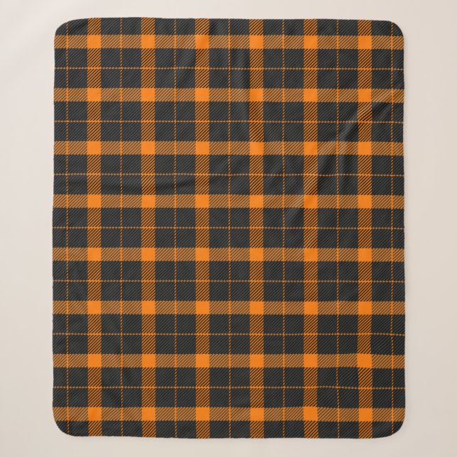 Halloween Tartan plaid. Scottish pattern in orange Sherpa Blanket (Front)