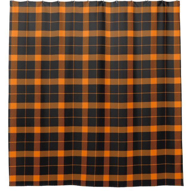 Halloween Tartan plaid. Scottish pattern in orange Shower Curtain (Front)