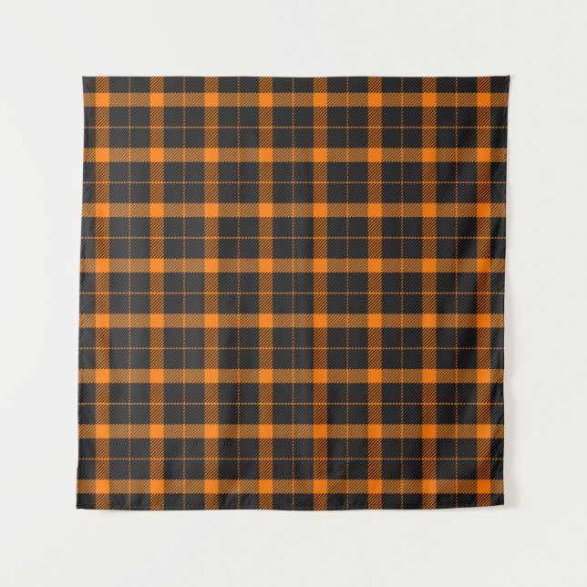 Halloween Tartan plaid. Scottish pattern in orange Tapestry (Front)