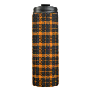 Halloween Tartan plaid. Scottish pattern in orange Thermal Tumbler