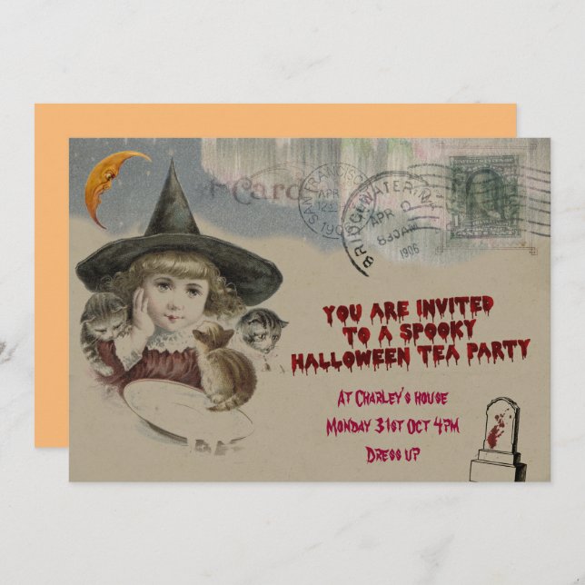 Halloween Tea Party Invitation (Front/Back)