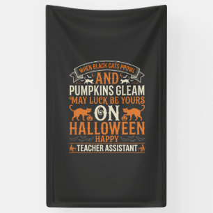 Halloween Teacher Assistant Black Cats and Pumpkin Banner