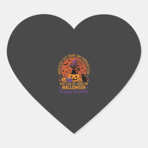 Halloween Teacher Black Cat Pumpkin Luck Heart Sticker