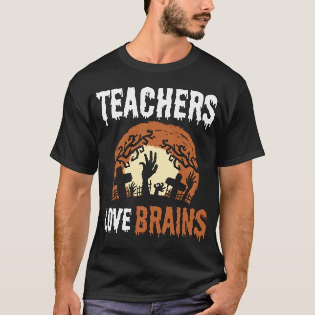 Halloween Teacher Brain Lover T-Shirt (Front)