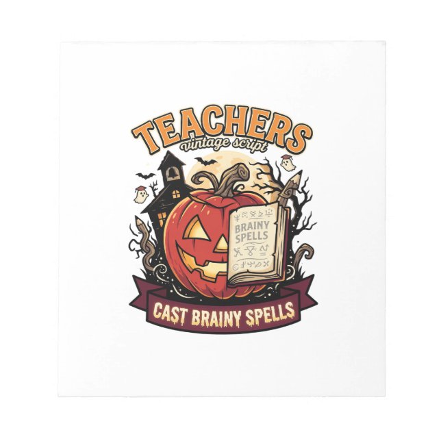 Halloween Teacher Brain Magic Notepad (Front)