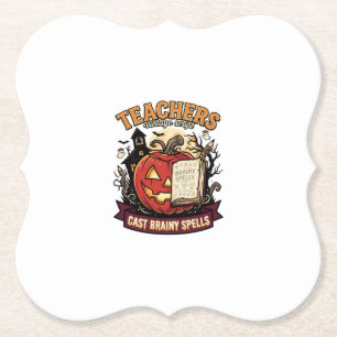 Halloween Teacher Brain Magic Paper Coaster