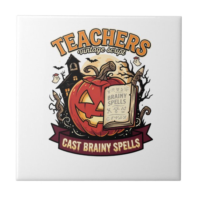 Halloween Teacher Brain Magic Tile (Front)