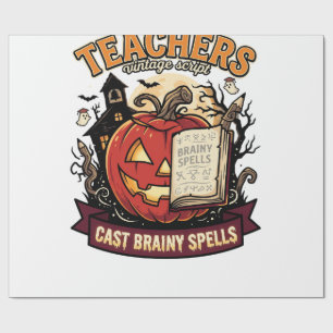 Halloween Teacher Brain Magic Wrapping Paper