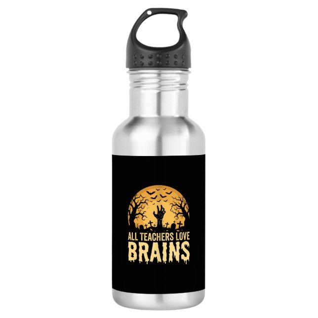 Halloween Teacher Brains 532 Ml Water Bottle (Front)