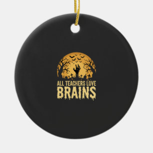 Halloween Teacher Brains Ceramic Tree Decoration