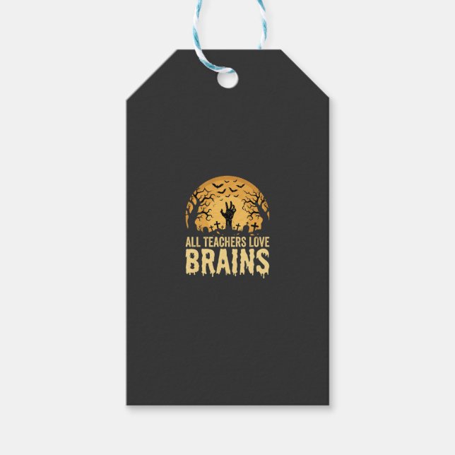 Halloween Teacher Brains Gift Tags (Front)