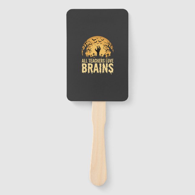 Halloween Teacher Brains Hand Fan (Front)