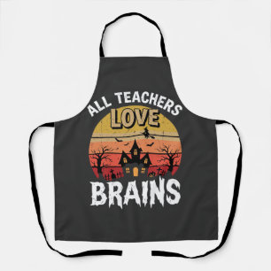 Halloween Teacher Brains Haunted House Apron