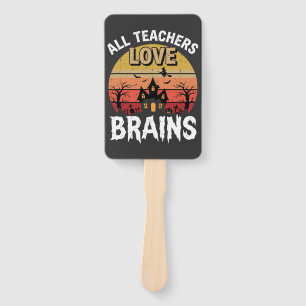 Halloween Teacher Brains Haunted House Hand Fan