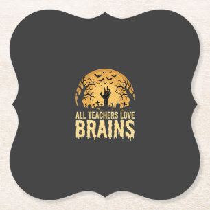 Halloween Teacher Brains Paper Coaster