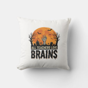 Halloween Teacher Brains Vintage Vector Design_1 Cushion