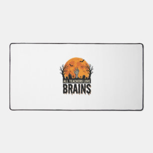 Halloween Teacher Brains Vintage Vector Design_1 Desk Mat
