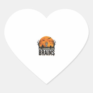 Halloween Teacher Brains Vintage Vector Design_1 Heart Sticker