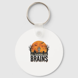 Halloween Teacher Brains Vintage Vector Design_1 Key Ring