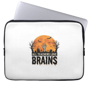Halloween Teacher Brains Vintage Vector Design_1 Laptop Sleeve