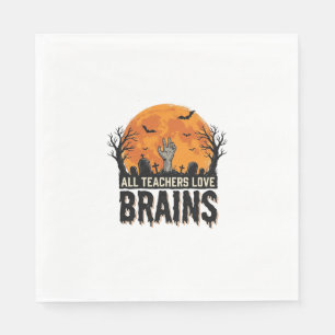 Halloween Teacher Brains Vintage Vector Design_1 Napkin