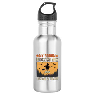 Halloween Teacher Broom Broke Vintage Design_1 532 Ml Water Bottle
