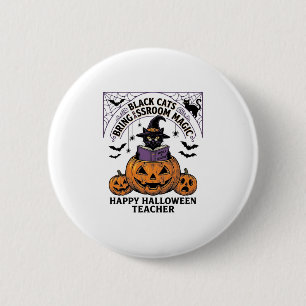 Halloween Teacher Cat Vintage Pumpkin Classroom Ma 6 Cm Round Badge