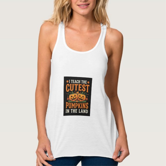 Halloween Teacher Cutest Pumpkins Design_1 Singlet (Front)