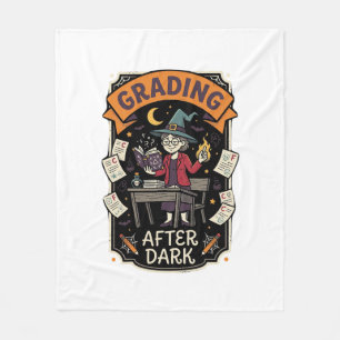 Halloween Teacher Grading After Dark Fleece Blanket