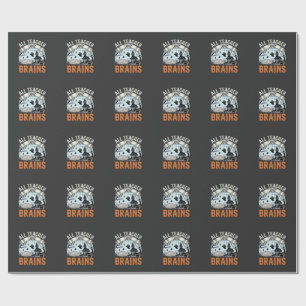 Halloween Teacher Love Brains Haunted Classroom Wrapping Paper