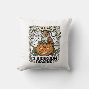 Halloween Teacher Pumpkin Owl Vintage School Shirt Cushion