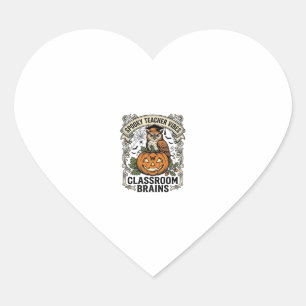 Halloween Teacher Pumpkin Owl Vintage School Shirt Heart Sticker