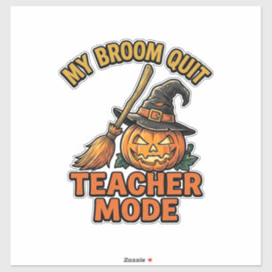 Halloween Teacher Shirt Funny Broom Trouble Design