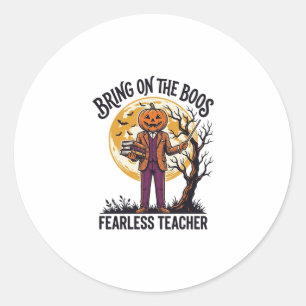 Halloween Teacher Shirt Vintage Engraving Pumpkin  Classic Round Sticker