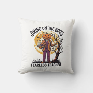 Halloween Teacher Shirt Vintage Engraving Pumpkin  Cushion
