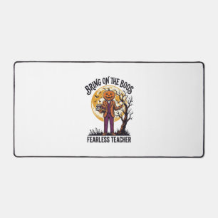 Halloween Teacher Shirt Vintage Engraving Pumpkin Desk Mat