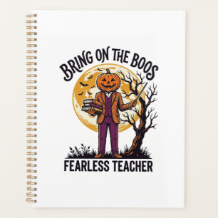 Halloween Teacher Shirt Vintage Engraving Pumpkin Planner