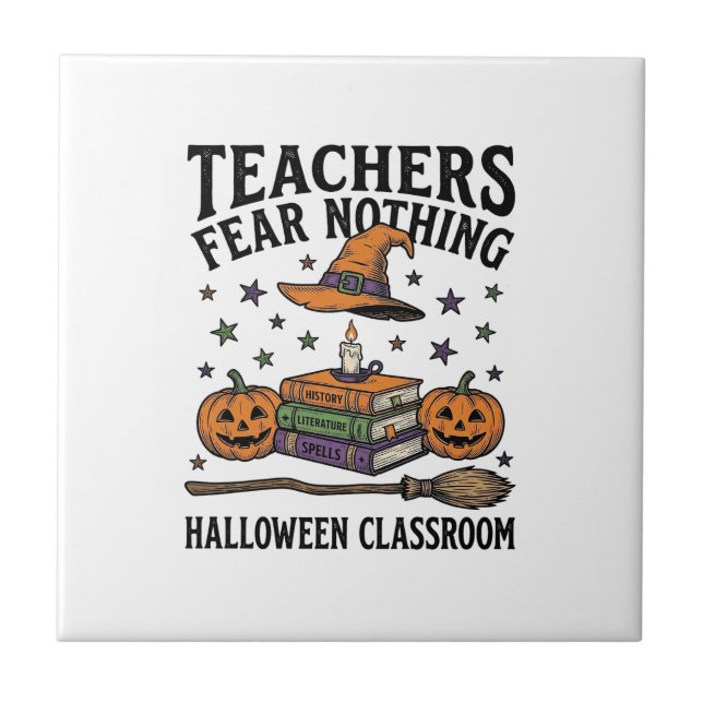 Halloween Teacher Shirt With Witchy Books_1 Tile (Front)