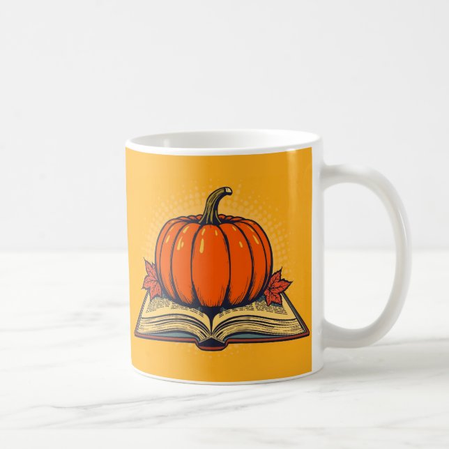 Halloween Teacher Shirts Fall Pumpkin Fall Book Coffee Mug (Right)