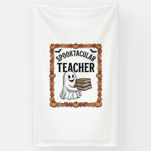 Halloween Teacher Spooktacular Ghost Books Vintage Banner