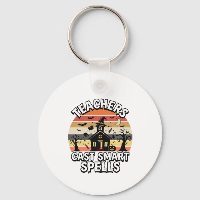 Halloween Teacher Spooky Smarts Key Ring (Front)