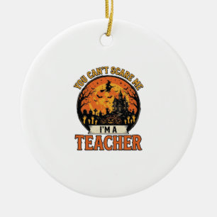 Halloween Teacher Vintage Funny Spooky School Desi Ceramic Tree Decoration